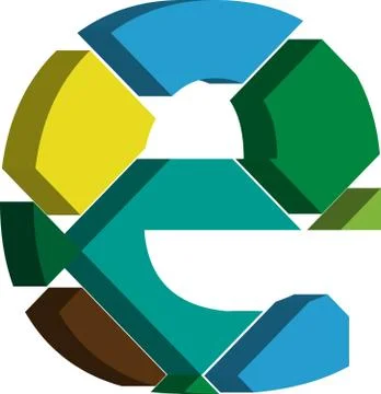 3d font letter e Stock Illustration