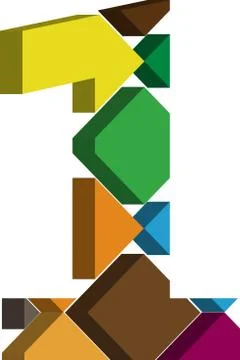 3d font number 1 Stock Illustration