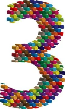 3d font number 3 Stock Illustration