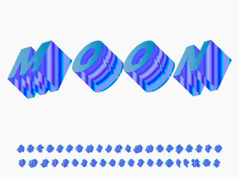 3d font.alphabet,typography,typeface vector name moon Stock Illustration