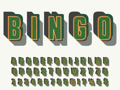 3d font.Vector letters and numbers. Font, Typeface, Script, Old style and sam 库存插图
