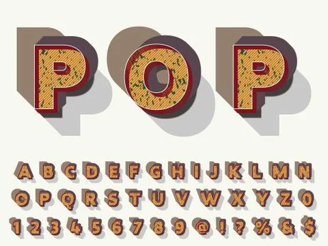 3d font.Vector letters and numbers. Font, Typeface, Script, Old style and sam Illustrazione stock