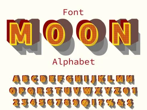 3d font.Vector letters and numbers. Font, Typeface, Script, Old style and sam 库存插图