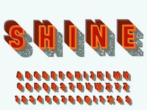 3d font.Vector letters and numbers. Font, Typeface, Script, Old style named s Illustrazione stock