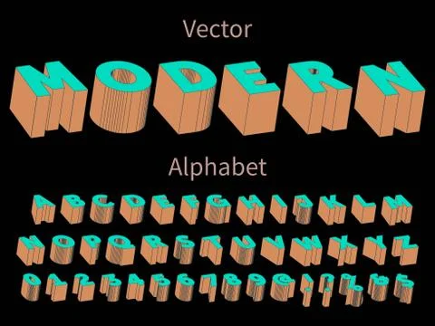 3d font.Vector of stylized and creative font design Abstract modern alphabet  Stock Illustration