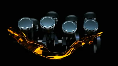 3d footage with car engine working. Concept of motor with oil splash Stock Footage 103246858