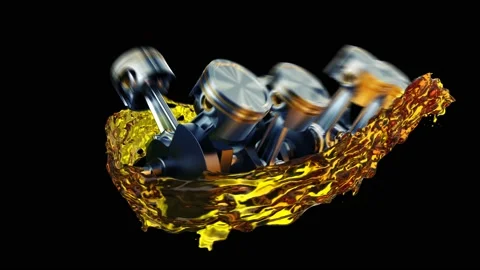 3d footage with car engine working. Concept of motor with oil splash Stock Footage 130320792