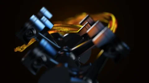 3d footage with car engine working. Concept of motor with oil lubricant splash Stock Footage 219920597