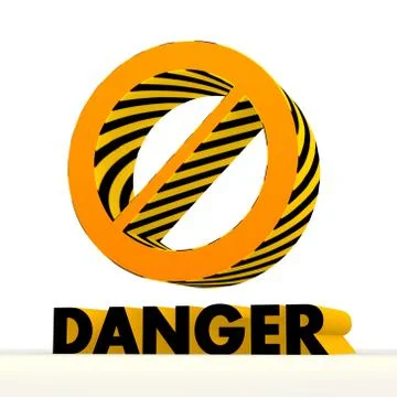 3d forbidden icon with warning pattern Stock Illustration