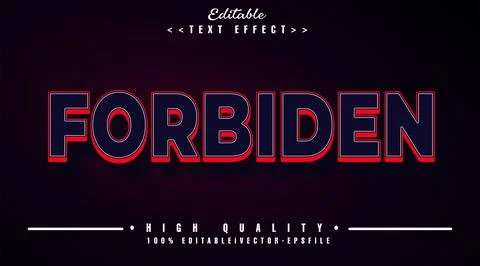 3d forbiden text effect Illustrazione stock