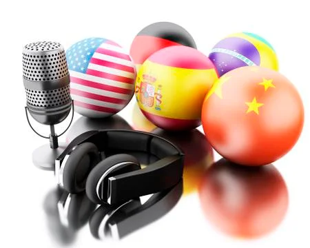 3d Foreign languages learning and translate. Illustrazione stock