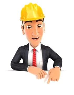 3d foreman pointing to empty wall Stock Illustration