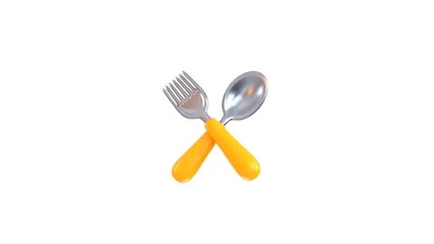 3d fork and spoon icon animation concept of restaurant catering icon animation Video stock 314738375