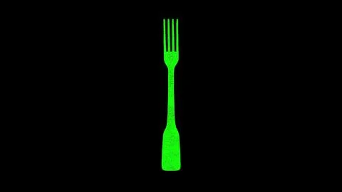 3D Fork on black background. Kitchenware concept. Kitchen Fork. Business Stock Illustration