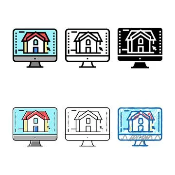 3d forms architecture visualization color icon vector Stock Illustration