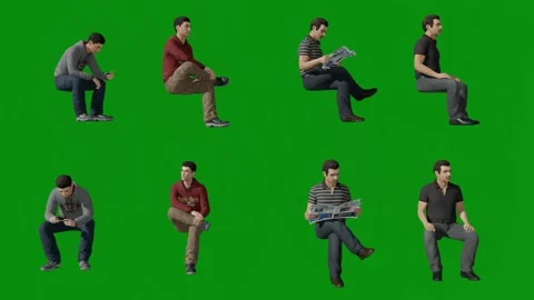 3D four different factory workers on green screen background working with mobile Stock-Footage 228494669