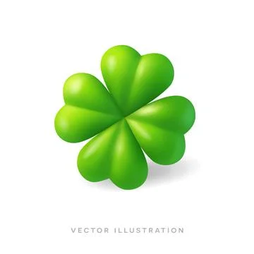 3d four leaf clover. Lucky casino symbol. Shamrock render, jackpot slot element Stock Illustration