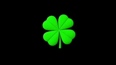 3D Four Leaf Clover Widescreen Green Lucky Stock-Footage 344765104