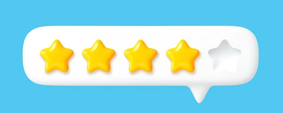 3d four star rate evaluation speech bubble icon Stock Illustration