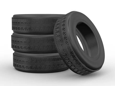 3d four tyres Stock Illustration