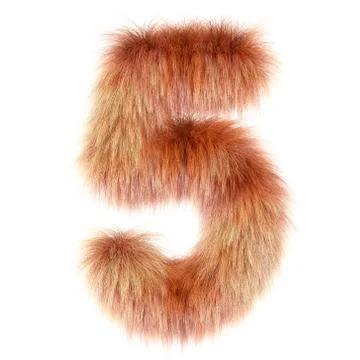 3d Fox creative cartoon funny fur number 5 Stock Illustration