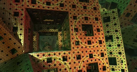 3D Fractal - flight animation loop "Green cubes" 스톡 동영상 200254448