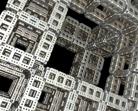 3D Fractal Rendering Sierpinski Cube 库存插图