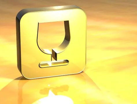 3d fragile gold sign Ilustração Stock