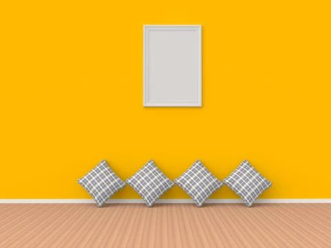 3d frame and pillow in interior Stock Illustration