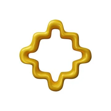 3D frame in Arabic style, vector golden shiny decorative window, yellow border Stock Illustration