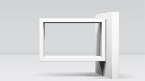 3D frame on stand or abstract minimalistic rectangle composition with the white Stock Illustration