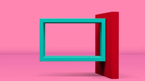 3D frame on stand or abstract minimalistic rectangle composition with the Illustrazione stock