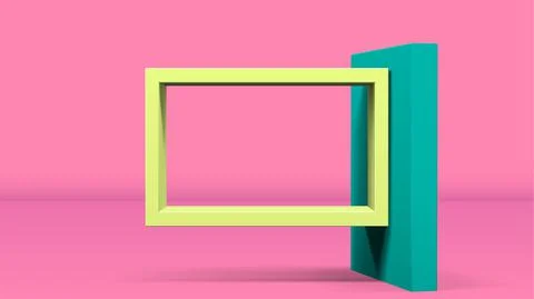 3D frame on stand or abstract minimalistic rectangle composition with the Illustrazione stock