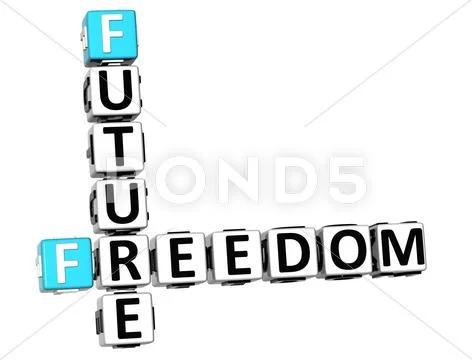 3d freedom future vision crossword cube words Stock Illustration