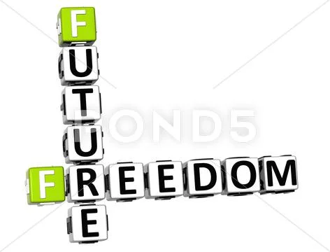 3d freedom future vision crossword cube words Stock Illustration