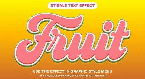 3d fresh fruit editable text effect Stock Illustration