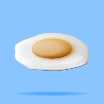 3D Fried Egg Isolated Stock Illustration
