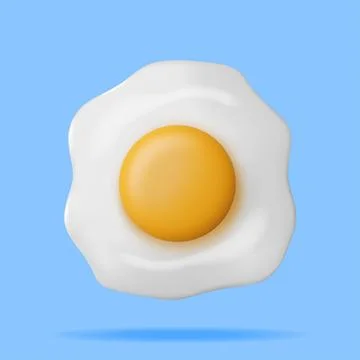 3D Fried Egg Isolated Stock Illustration
