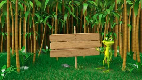 3D Frog Illustrations in the Jungle Stock Illustration