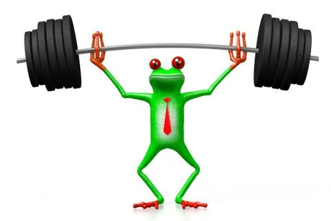 3D frog - weightlifting Illustrazione stock