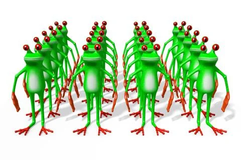 3D frogs - group Stock Illustration