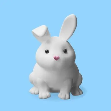 3d front render rabbit. Stock Illustration
