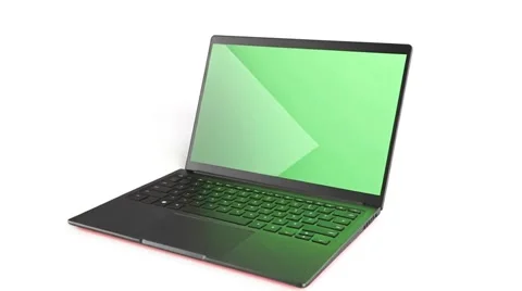 3d full rotation of a dark silver laptop model, realistic render Stock Footage 312401793