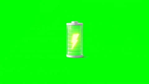 3D Fully Charged Battery Icon on Green Background Vídeo Stock 303141457
