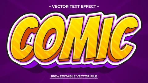 3D fun yellow purple text effect Outlined Comic graphic style on abstract p.. Stock Illustration