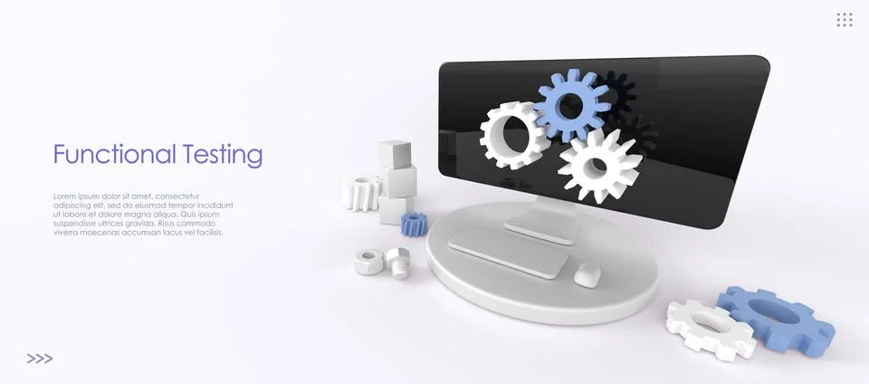 3D Functional testing isometric landing page. Methodology of programming, search Stock Illustration