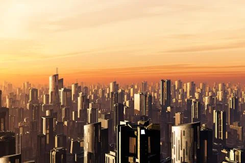 3D Future Metropolis Stock Illustration