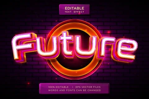 3D Future Neon Glowing Text Effect Editable Vector EPS Style Stock-Illustration