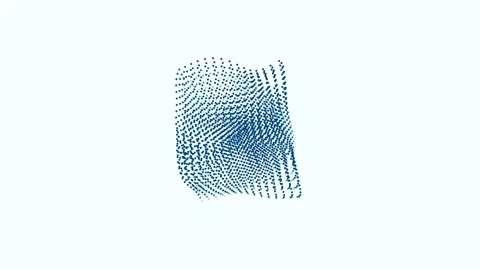3D futuristic animation metamorphose of amorphous cube shape from dots Stock Footage 245298418