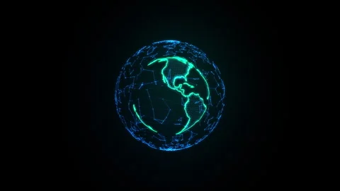 3D futuristic animation of rotating globe of the Earth planet Stock Footage 247491419